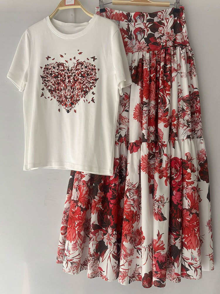 Midi Skirt Floral - Conjunto Floral Feminino de Verão 2026,