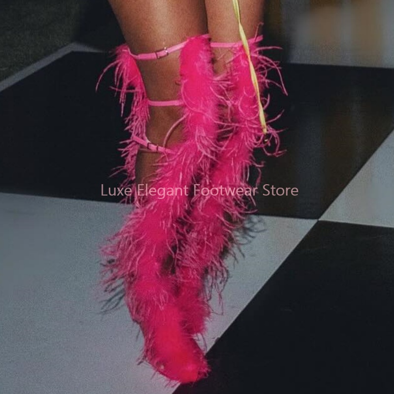 Botas Femininas Rosa com Salto - Sandal Strappy Heeled avaliação e preço